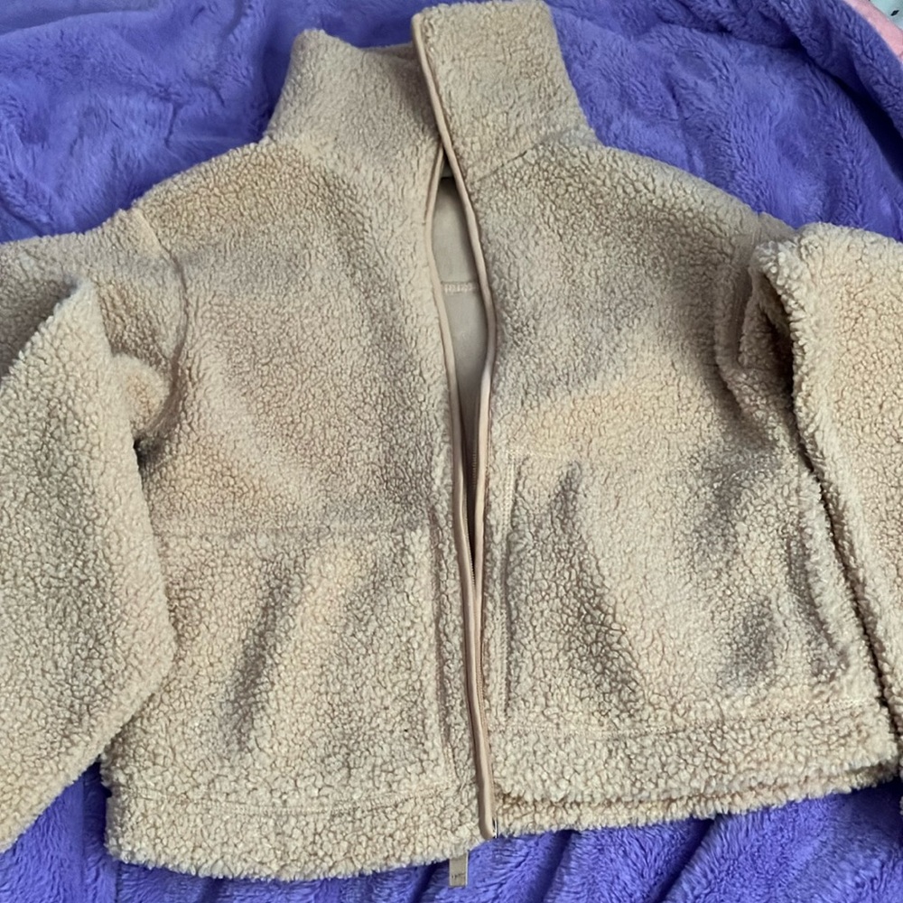 H&M Cream Puffer Jacket with Standing Collar